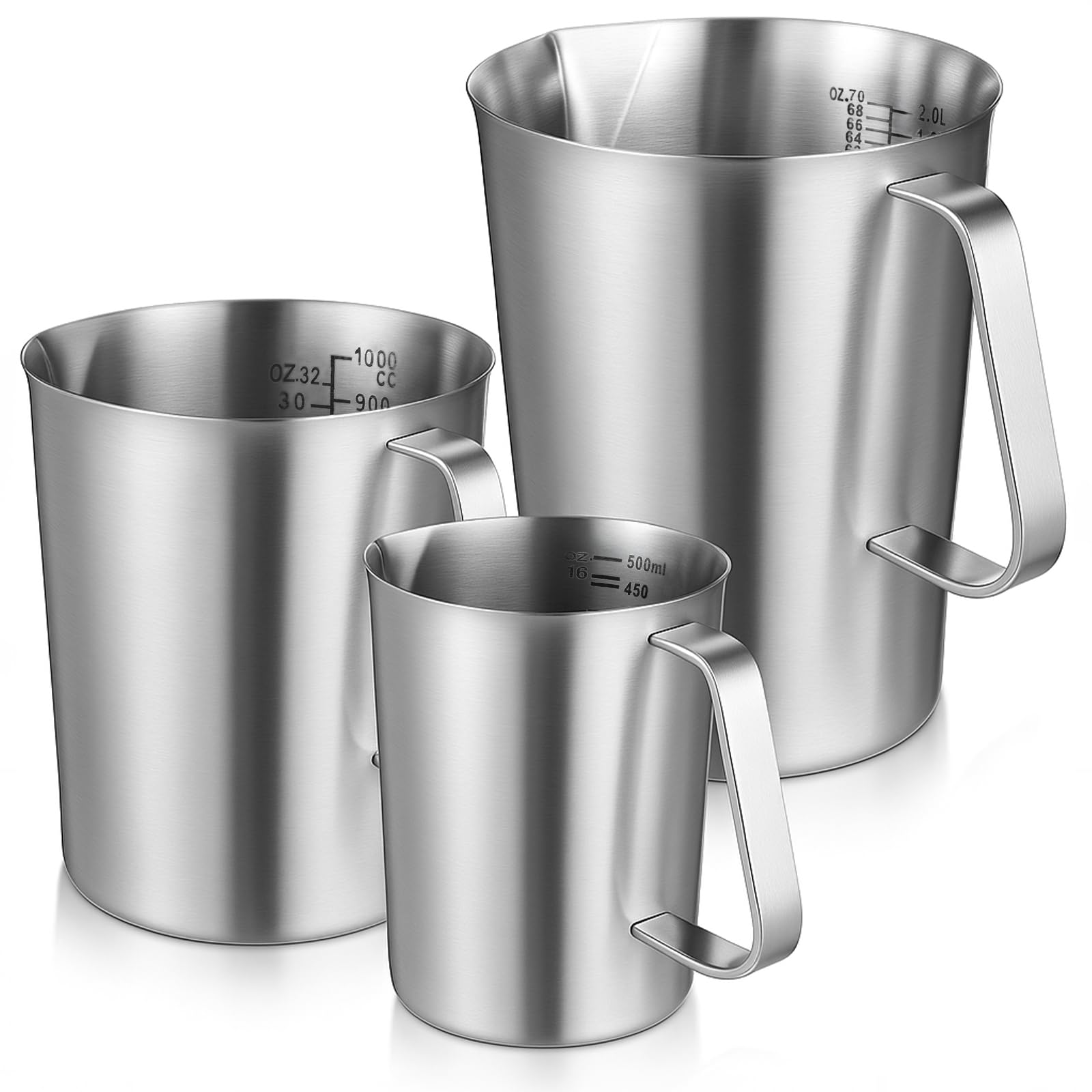 Exclaith tazas medidoras en acero inoxidable con 500 ml y 16 oz para medición precisa