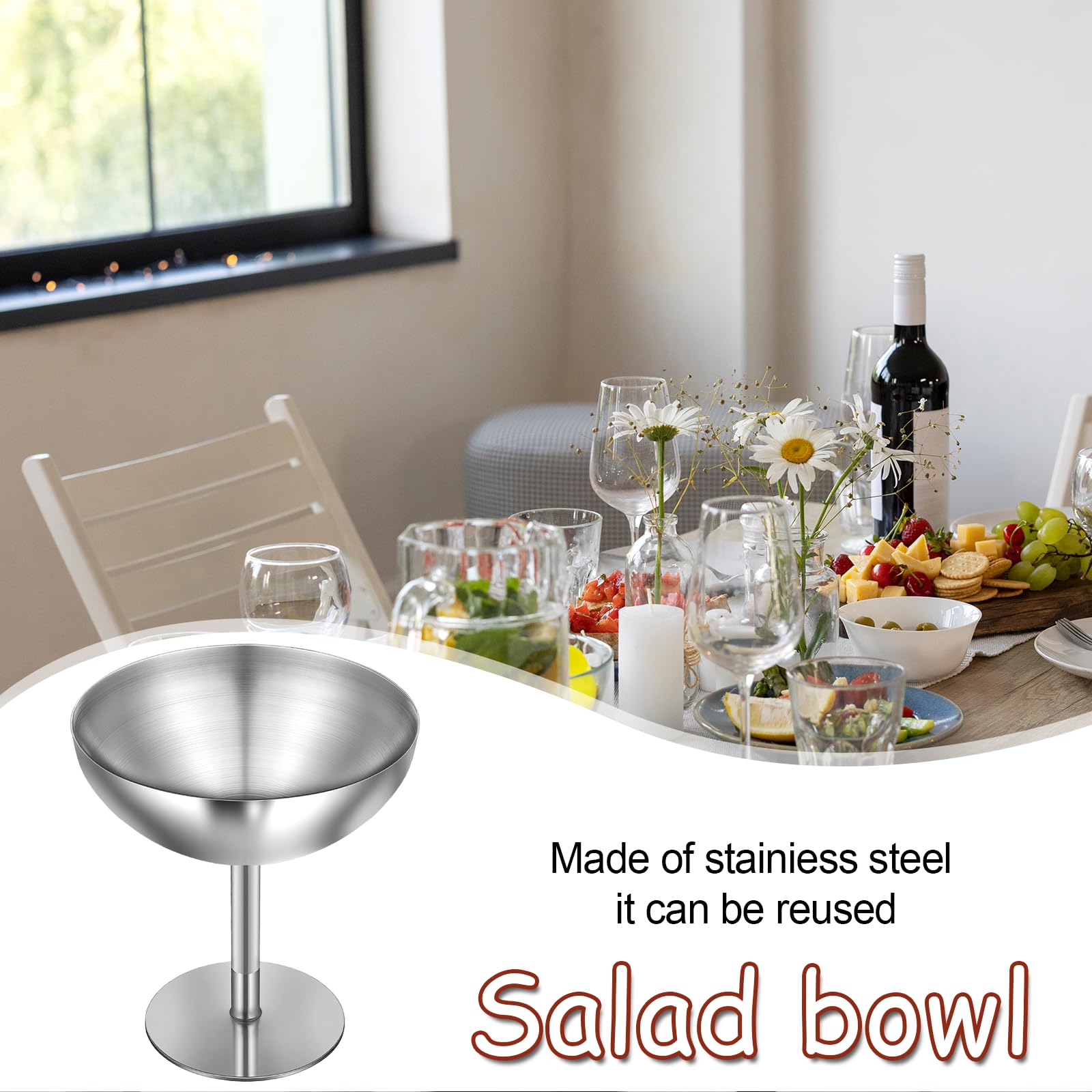 Exclaith vaso postre acero inoxidable, apto para lavavajillas y uso diario.
