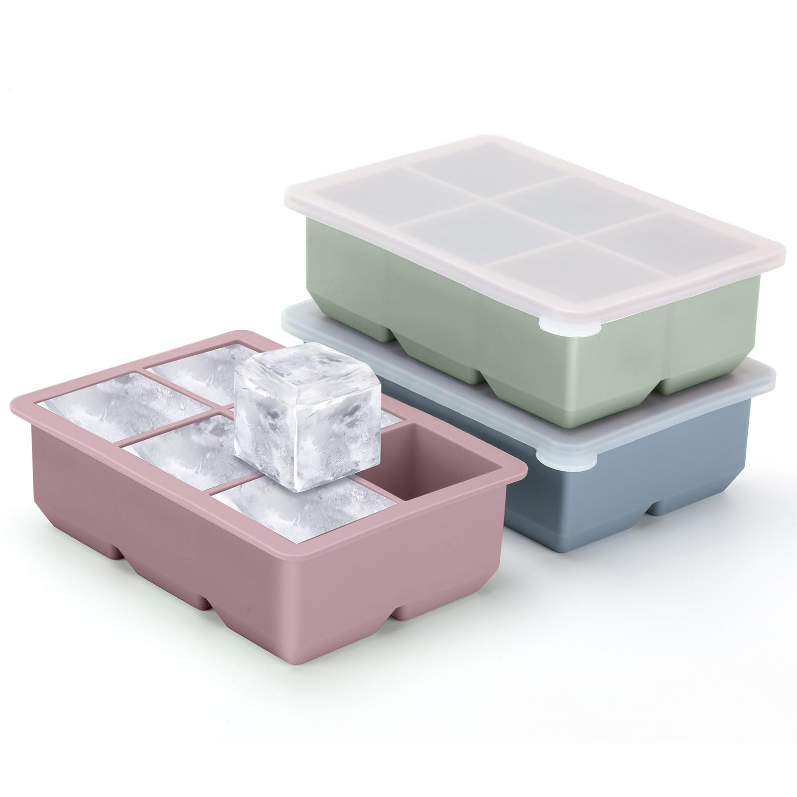 Excnorm bandejas hielo silicona grandes con tapa removible para cócteles.