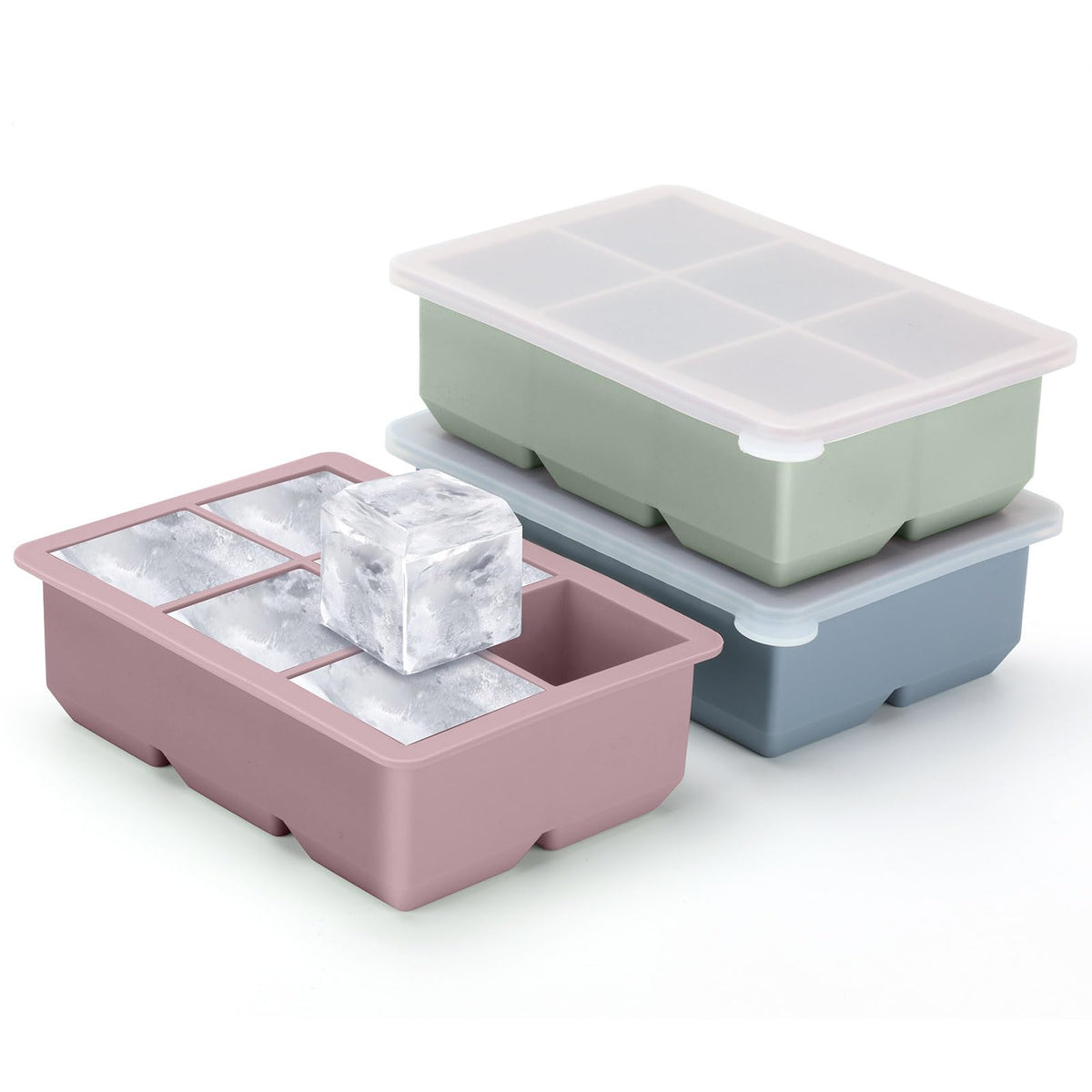 Excnorm bandejas hielo silicona grandes con tapa removible para cócteles.