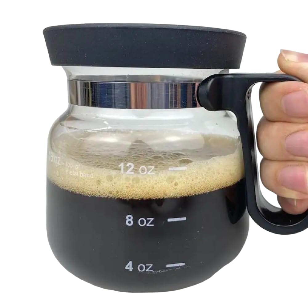 EXIGENT cafetera-cristal-16oz frontal: diseño llamativo para casa u oficina.
