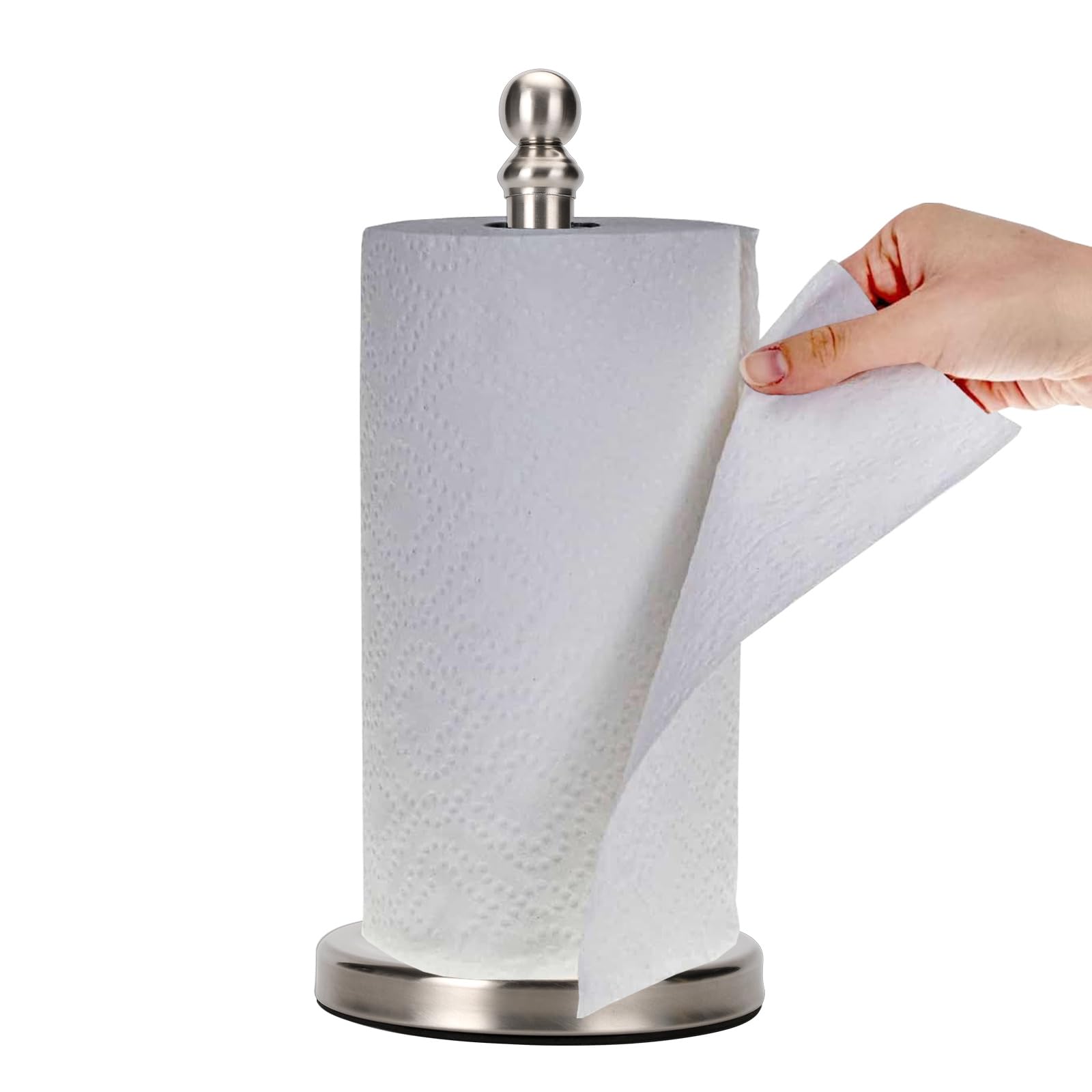 Exilon soporte papel toalla en encimera facilita uso con una mano.