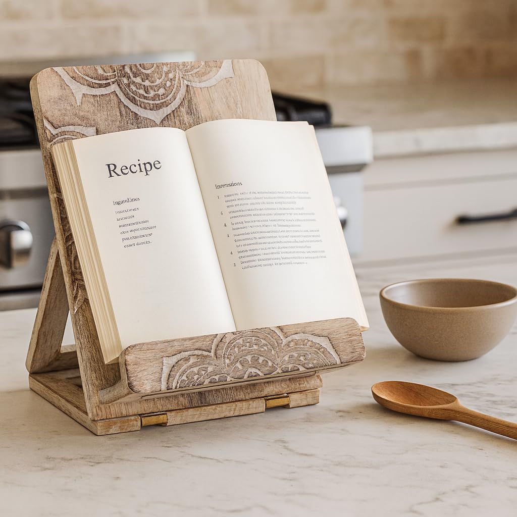 Eximious India diseño rustico soporte para recetas elegante y funcional