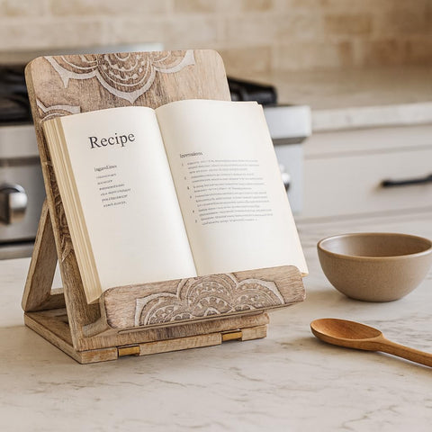 Eximious India diseño rustico soporte para recetas elegante y funcional