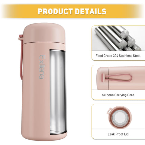 Exllena botella 8 oz con tapa de silicona evita derrames en bolso.