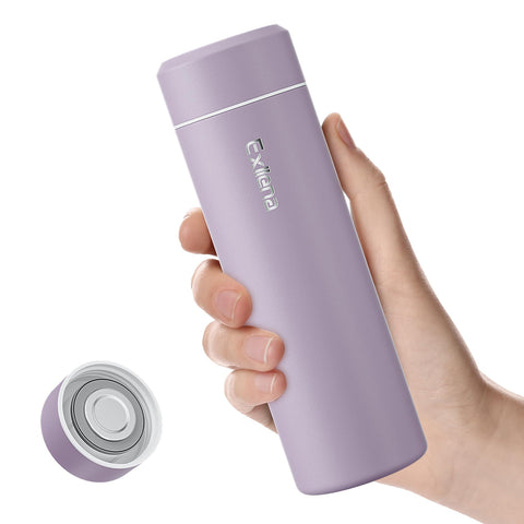 Exllena botella aislada mini 12 onzas con tapa inox mantiene temperatura ideal para viaje.