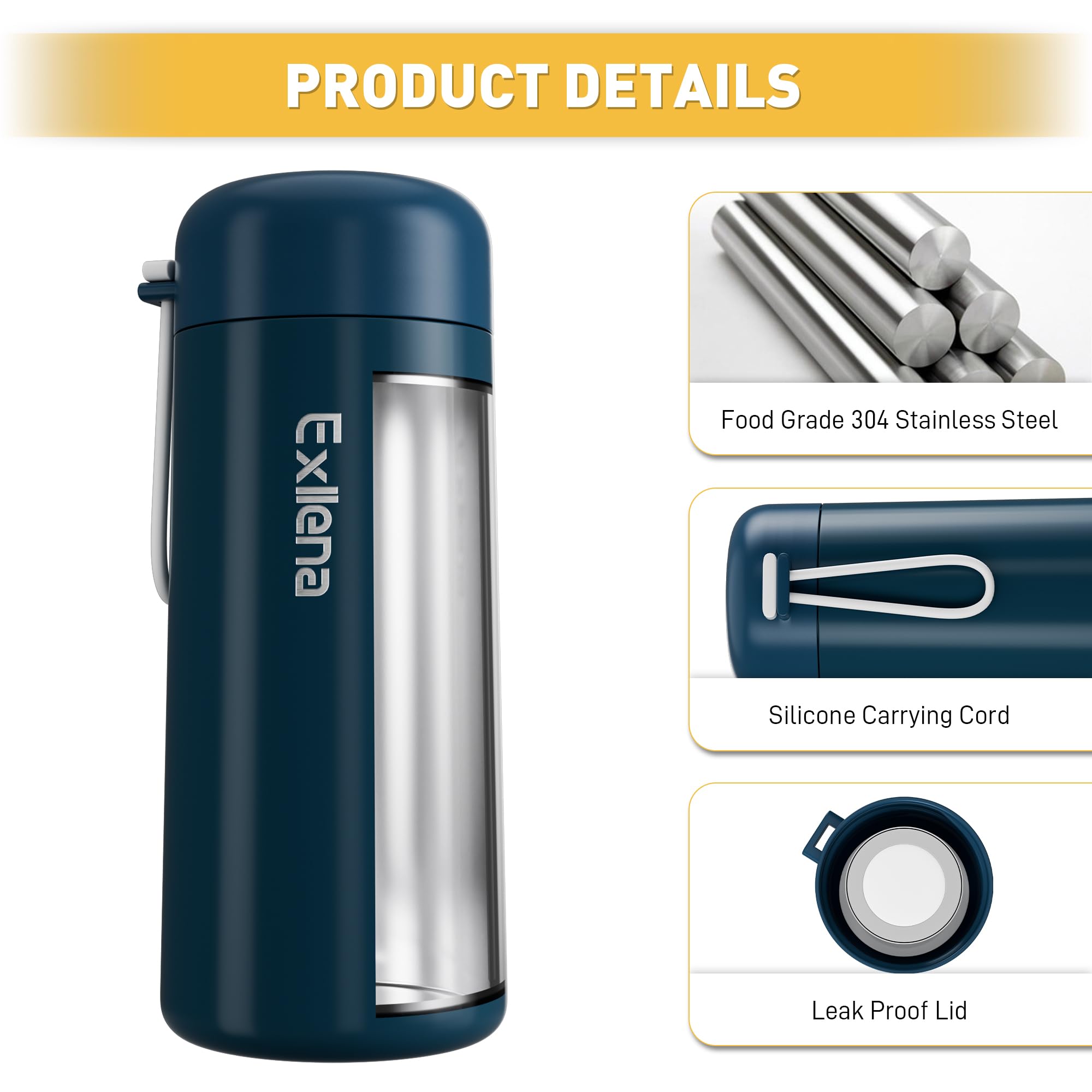 Exllena botella tapa con anillo de silicona para evitar fugas.