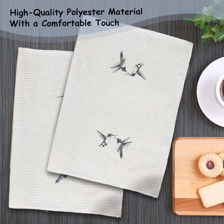 Exqcom juego de toallas con colibríes, tamaño 16x24 pulgadas, perfecto para cocinas
