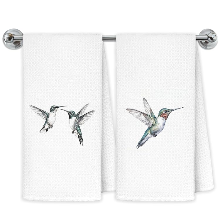 Exqcom toallas de cocina con colibríes, dibujo decorativo para secar platos