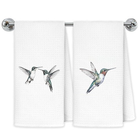 Exqcom toallas de cocina con colibríes, dibujo decorativo para secar platos