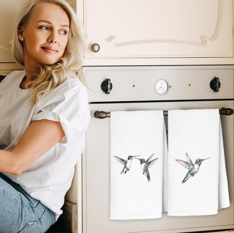 Exqcom toallas de cocina con colibríes, diseño cálido para limpiar superficies