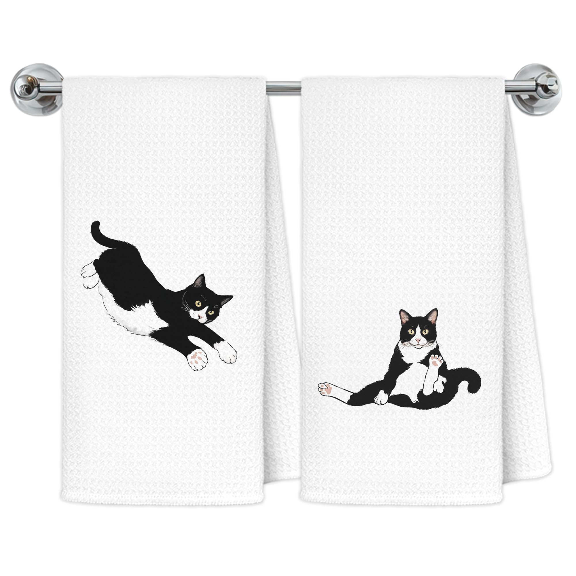Exqcom toallas cocina gato tuxedo, ideal para secar platos con estilo.