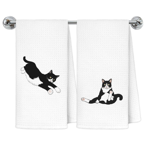 Exqcom toallas cocina gato tuxedo, ideal para secar platos con estilo.