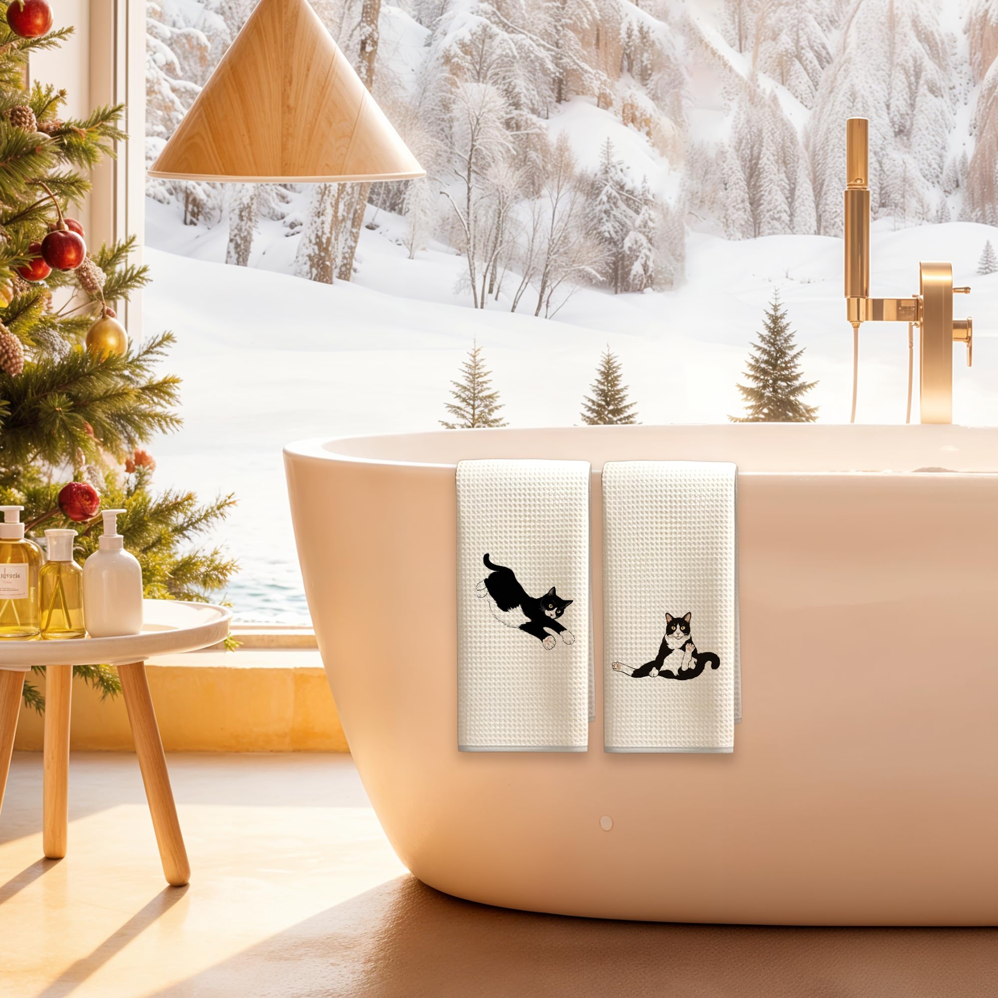 Exqcom toallas cocina gato tuxedo, decoran con alegría.