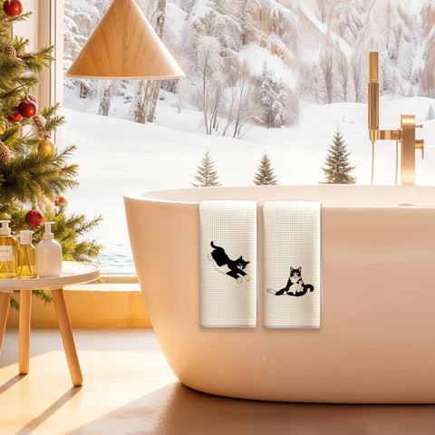 Exqcom toallas cocina gato tuxedo, decoran con alegría.