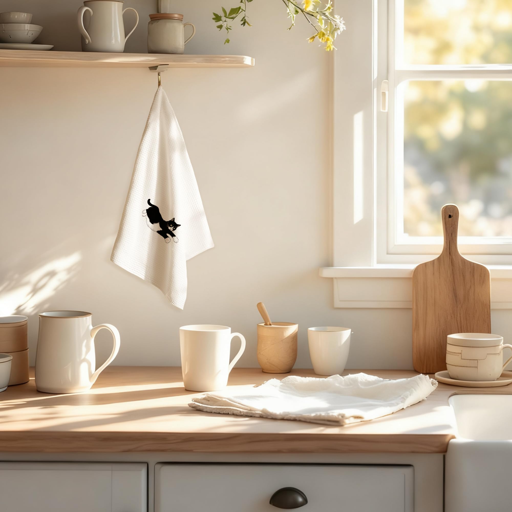Exqcom toallas cocina gato tuxedo, diseño impreso, embellecen encimeras.