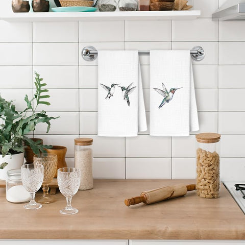 Exqcom toallas de cocina con colibríes, uso diario para secar manos y derrames
