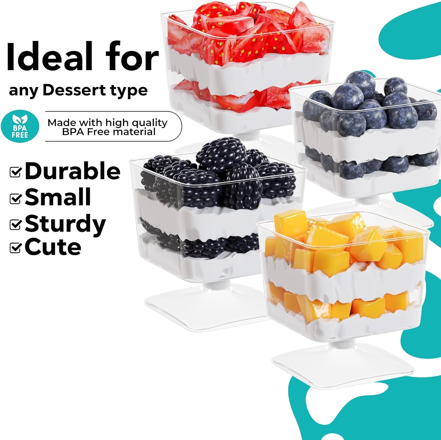 Exquisite copas desechables claras de 2oz para postres