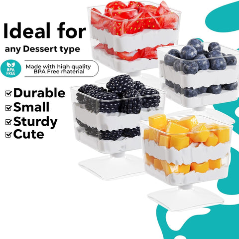 Exquisite copas desechables claras de 2oz para postres