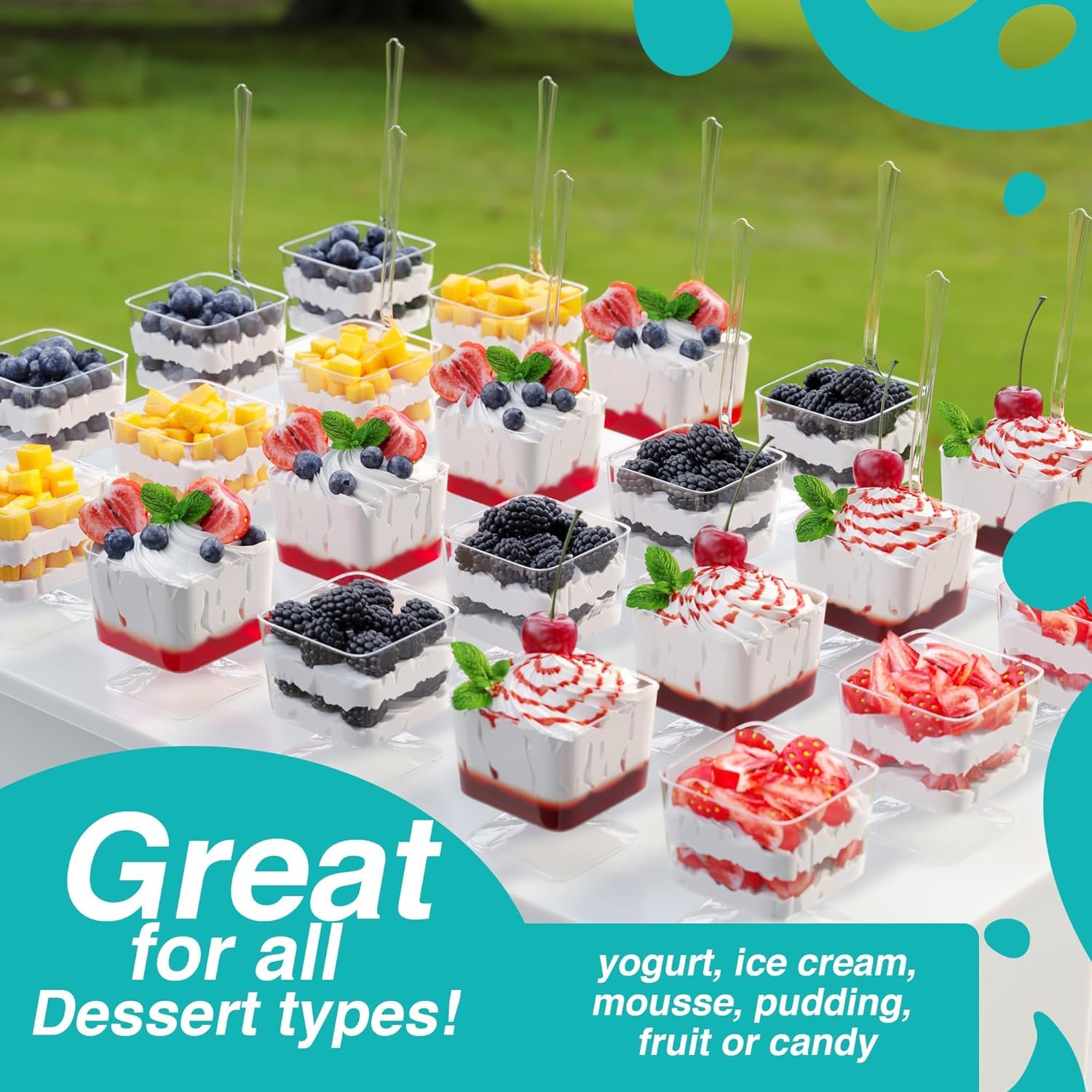 Exquisite diseños elegantes de copas para postre