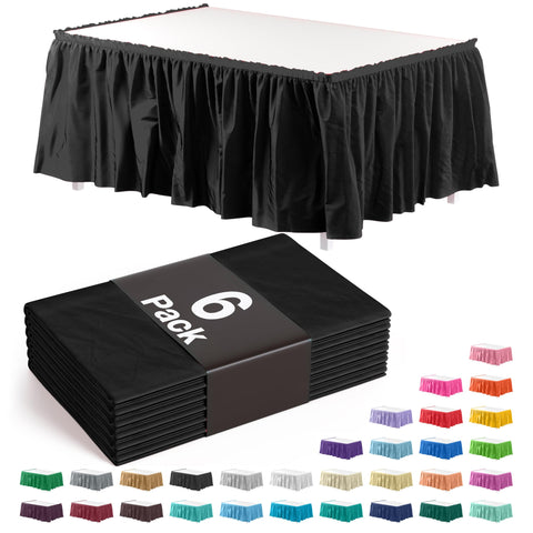 Falda Exquisite con volantes negros para 14 pies, embellece bodas y eventos.