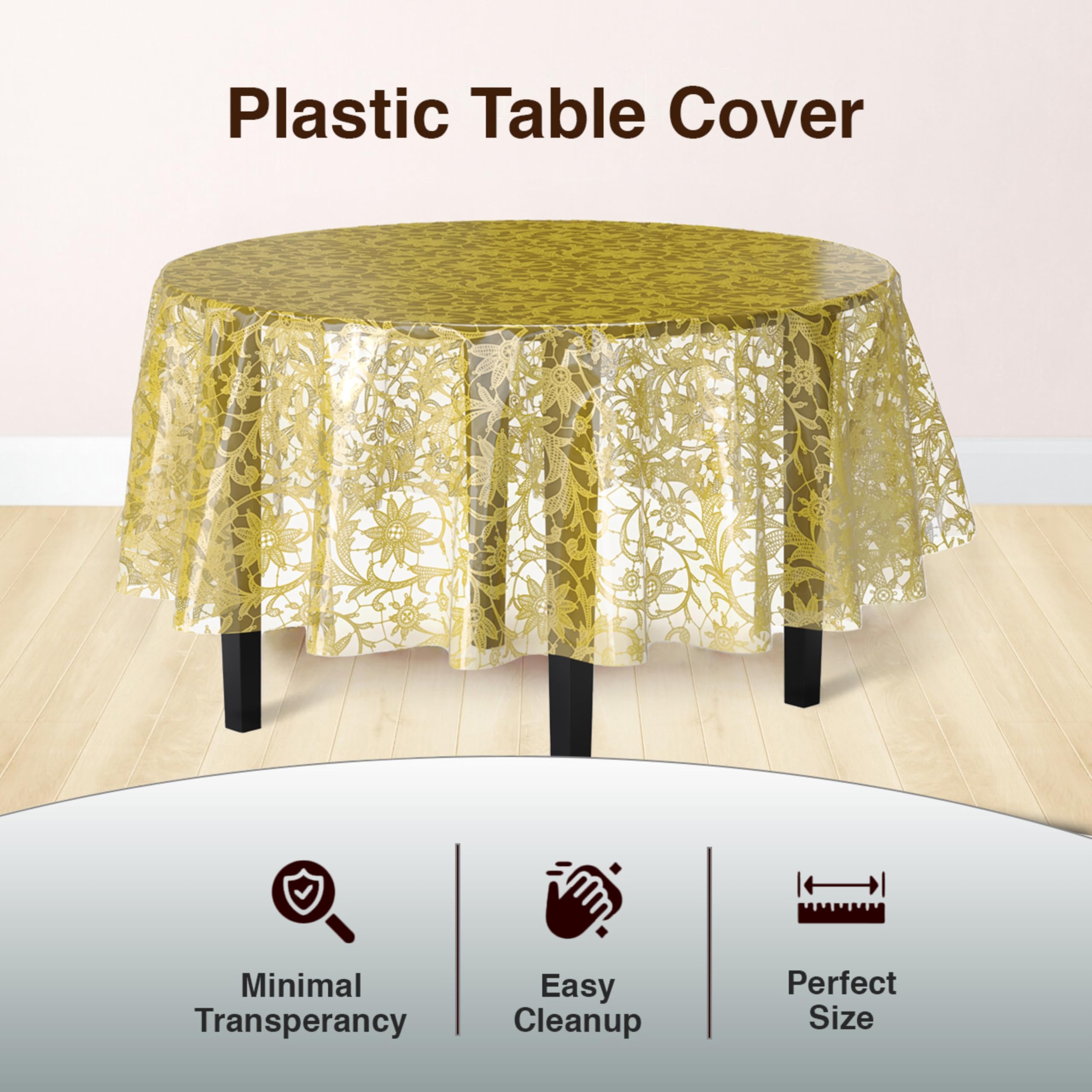 Mantel desechable Exquisite encaje dorado para limpieza rápida después del evento