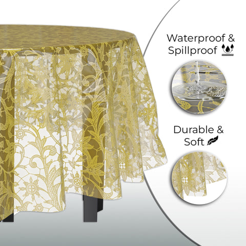 Mantel Exquisite encaje dorado transparente para eventos decorativos