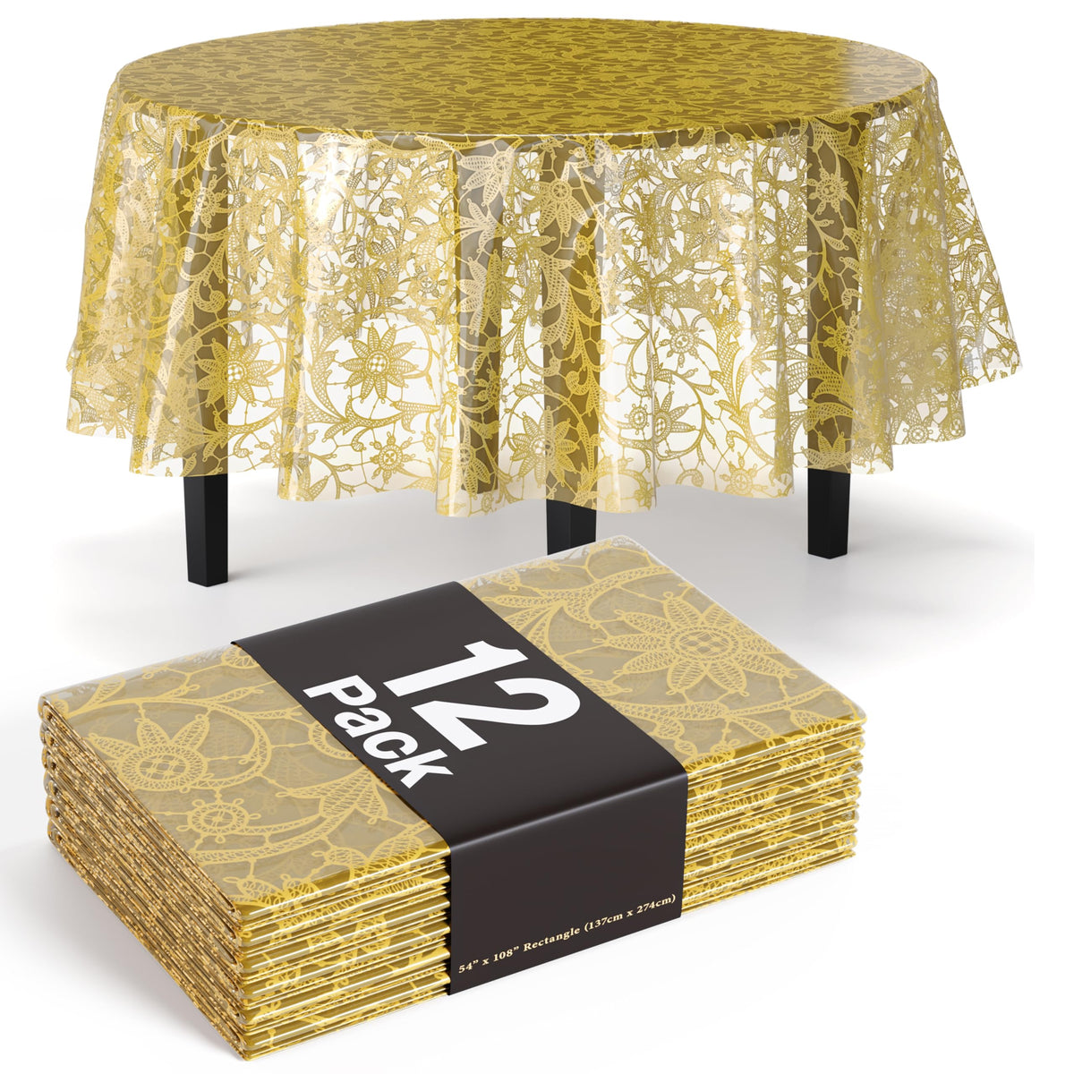 Mantel Exquisite de encaje redondo 84 pulgadas para mesa elegante