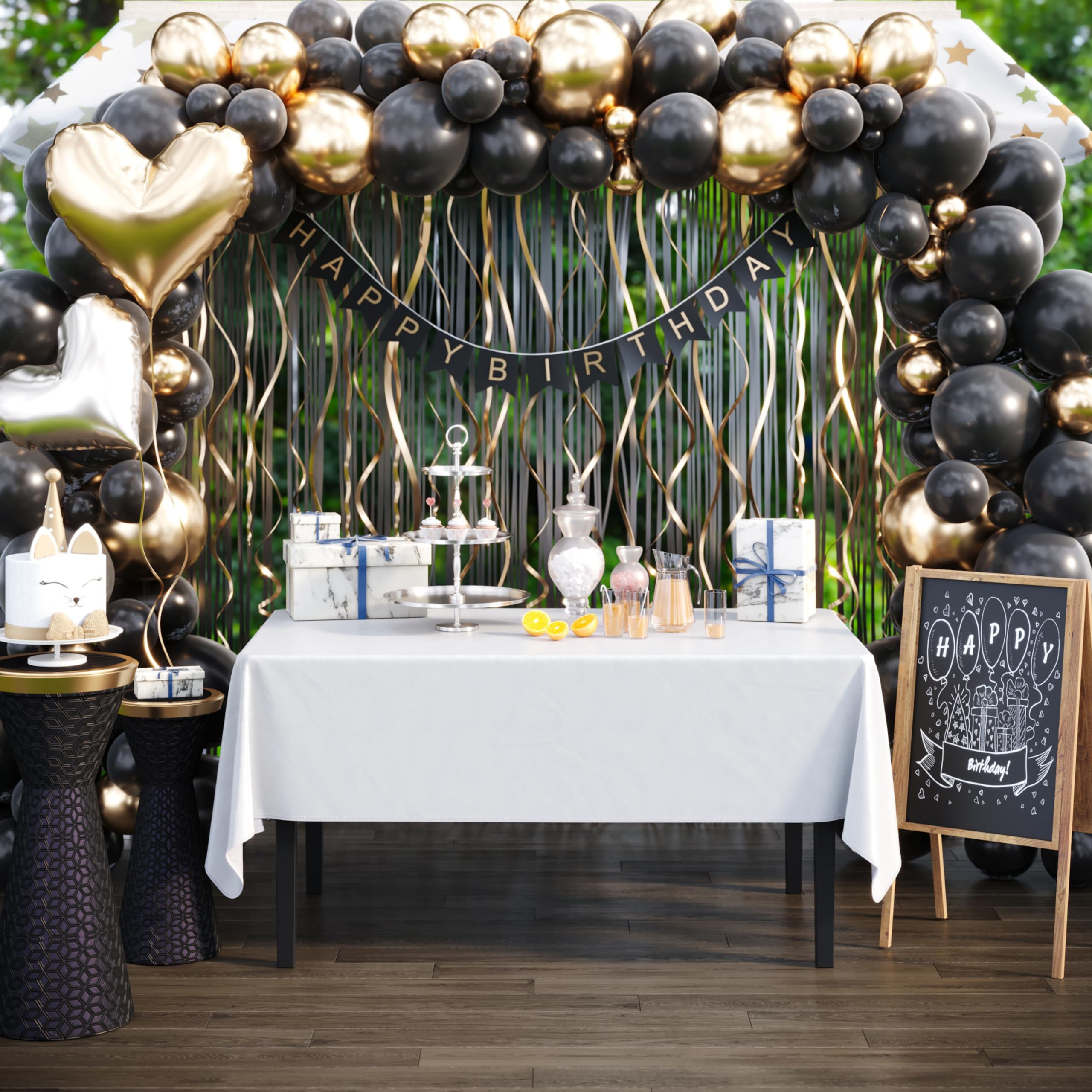 Protección de superficies con mantel Exquisite 54x108 contra derrames y arañazos.