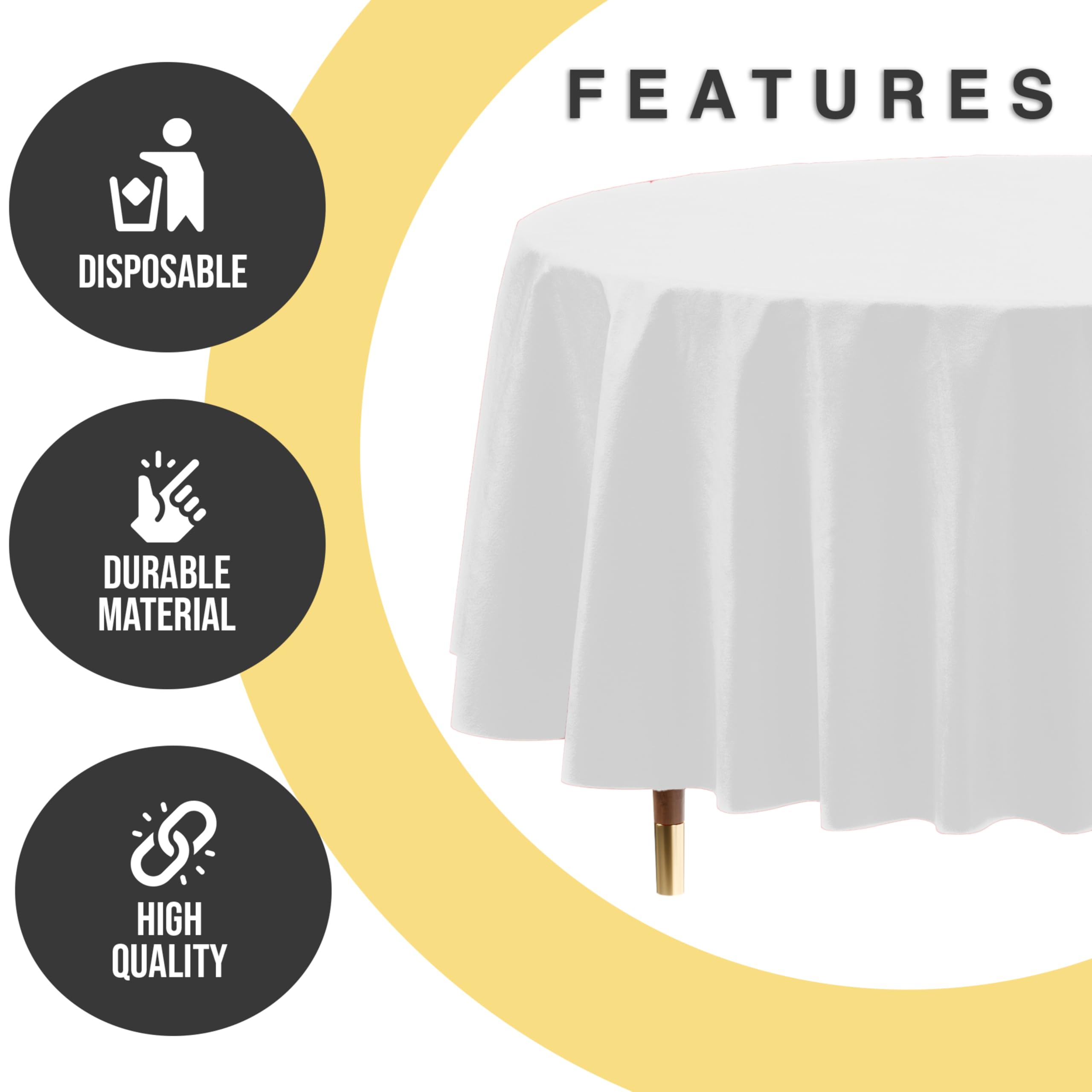 Mantel blanco Exquisite para eventos al aire libre, fácil de desechar tras el uso.