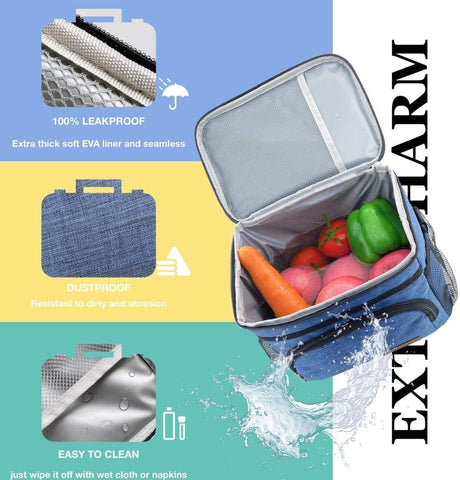 Extracharm bolsa aislada verde, interior espacioso, caben comidas completas.