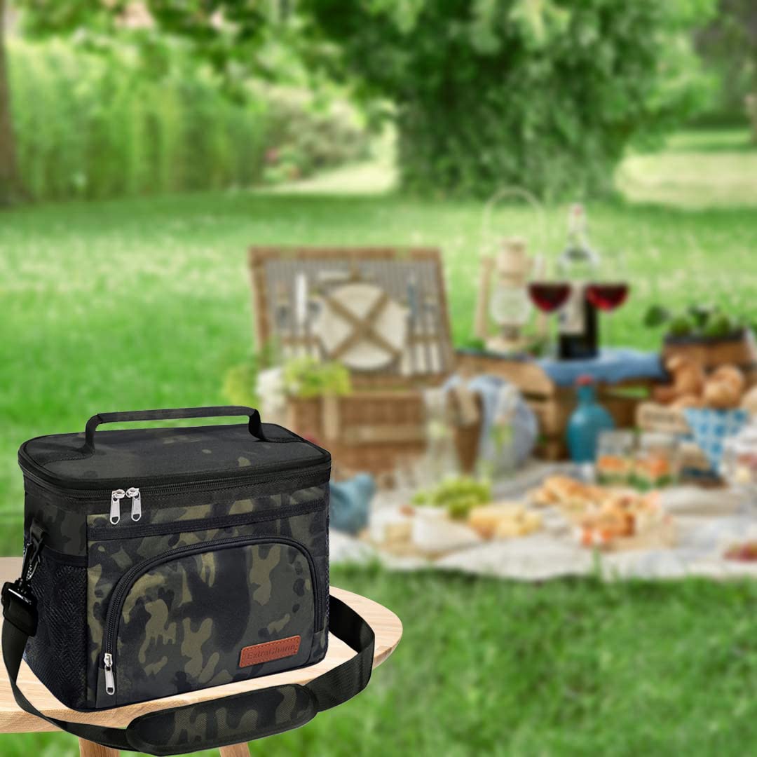Bolsa de almuerzo ExtraCharm diseño moderno en negro camuflado, regalo práctico.