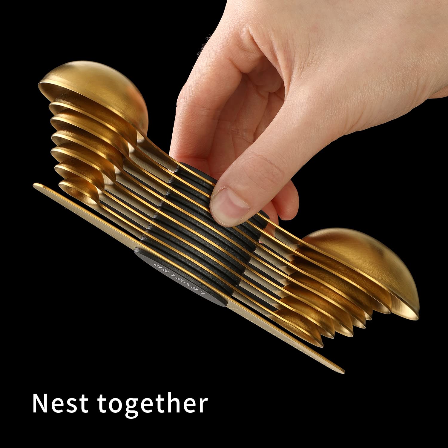 Extshetra juego multifuncional de cucharas en oro para líquidos y seqs secos