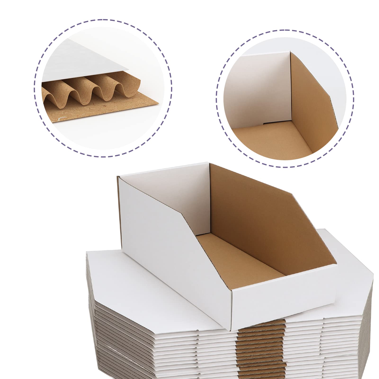 EXYGLO Cajas de cartón frontal con espacio para etiquetas, localiza objetos fácilmente.