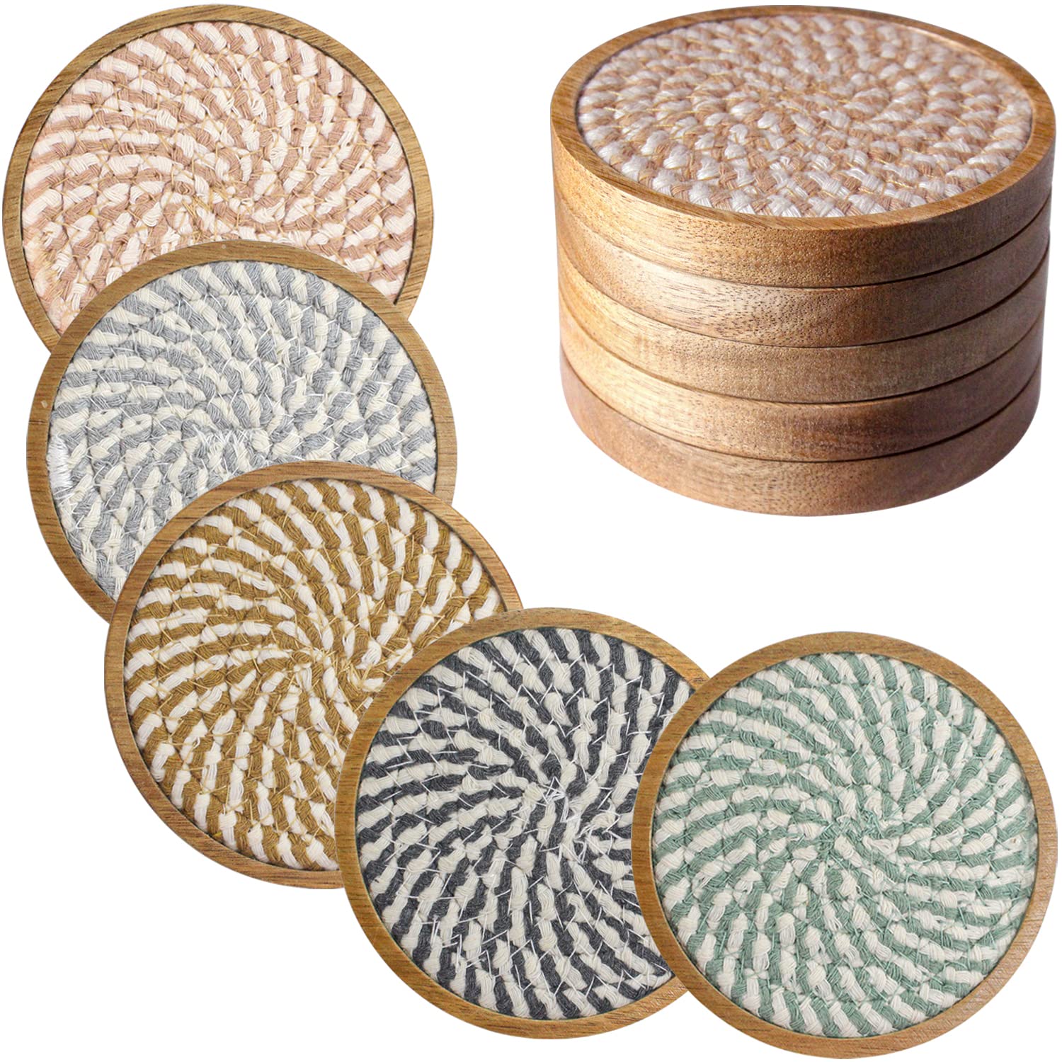 Eykao posavasos absorbentes grandes de madera para proteger la mesa de manchas.
