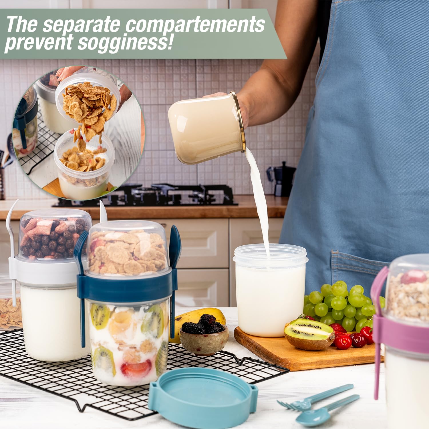 Tapa de EYNEL con división para cereal y leche
