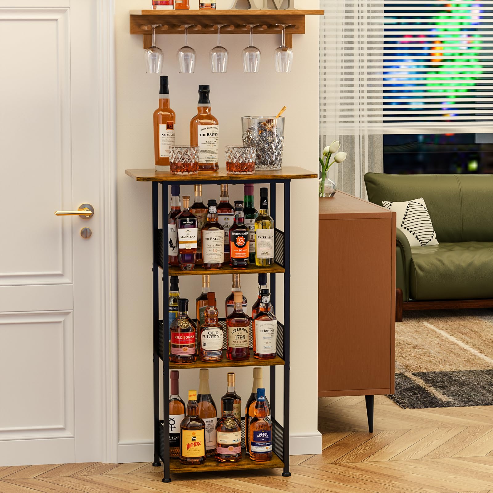 Eyteenokk estante de vino, detalle de madera y acabado vintage ideal para decoración.