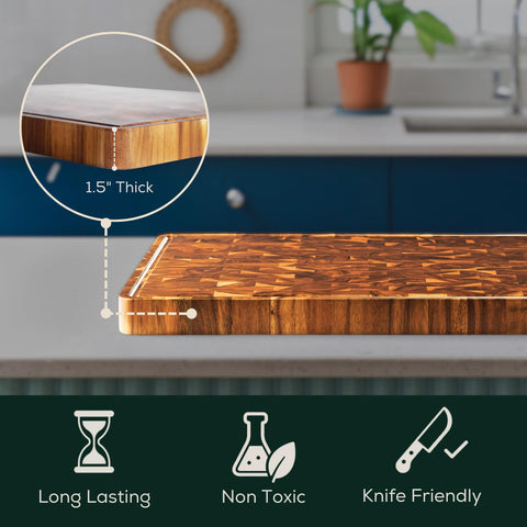 EZ FURNITURE superficie-lisa-acacia cuida cuchillos y facilita cortes