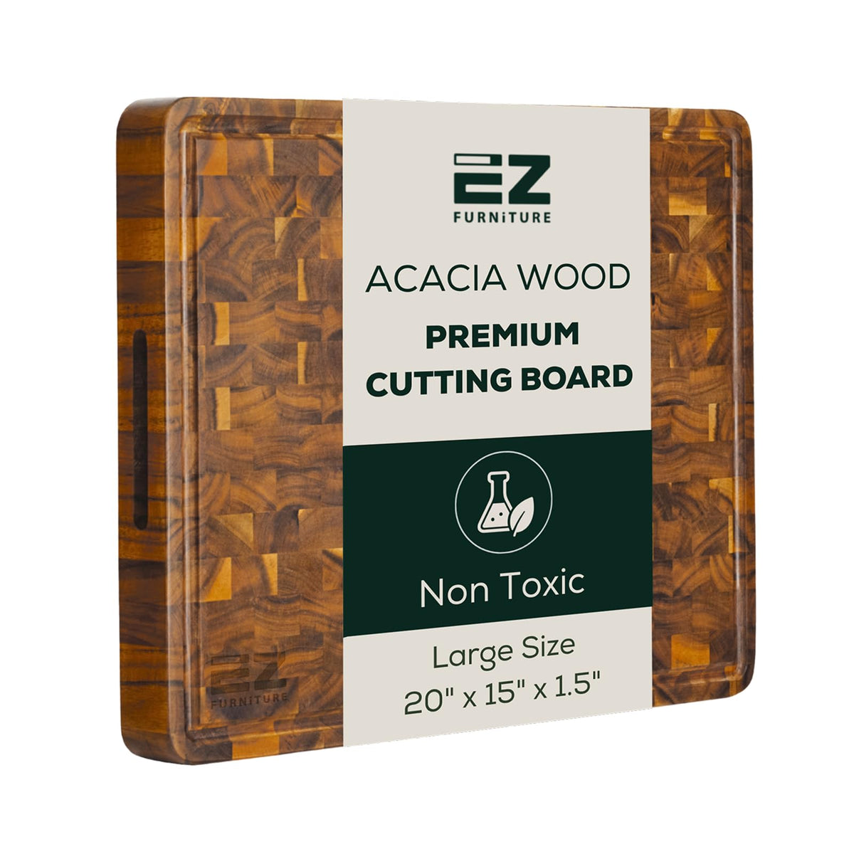 EZ FURNITURE tabla-corte-acacia-grande para cortar y servir con estilo