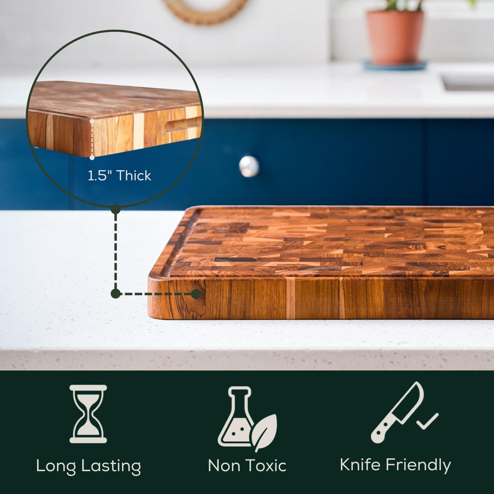 EZ FURNITURE tabla teca multipropósito para cortar y servir con estilo