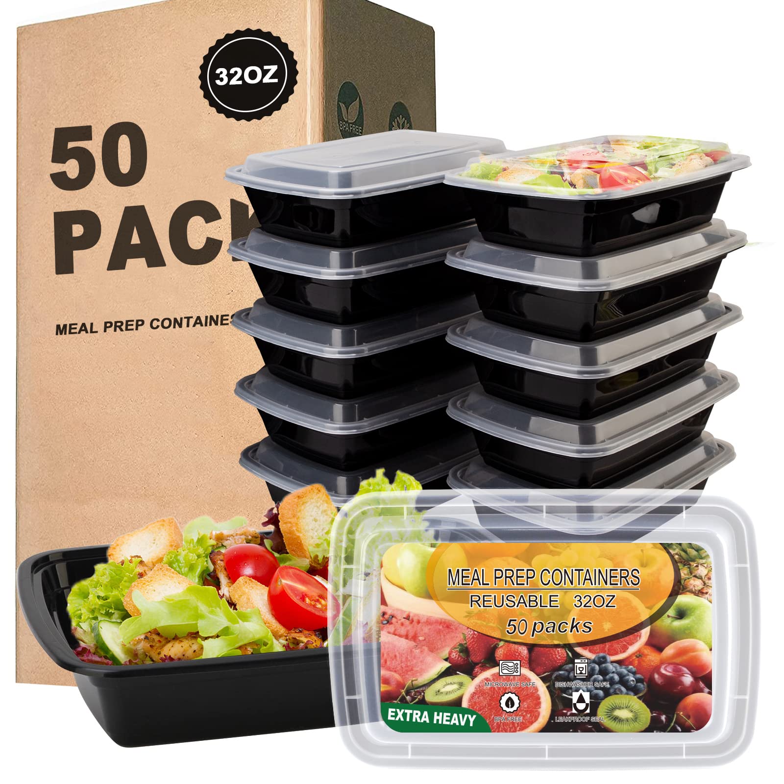 Ezalia contenedores 32oz con tapas herméticas para llevar, evitan derrames.
