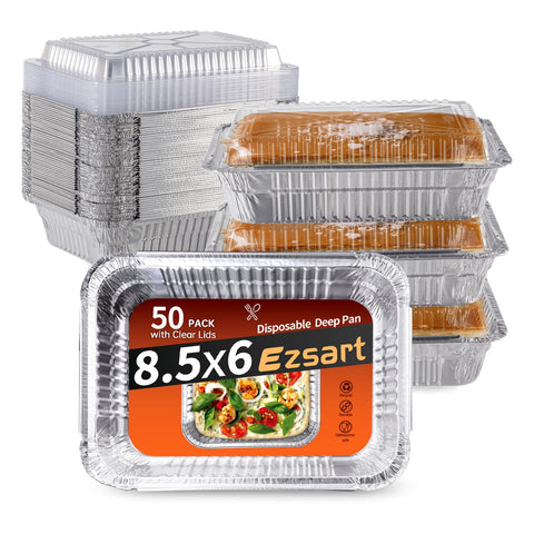 Bandeja Ezsart de aluminio 8,5 x 6 con tapa clara para hornear