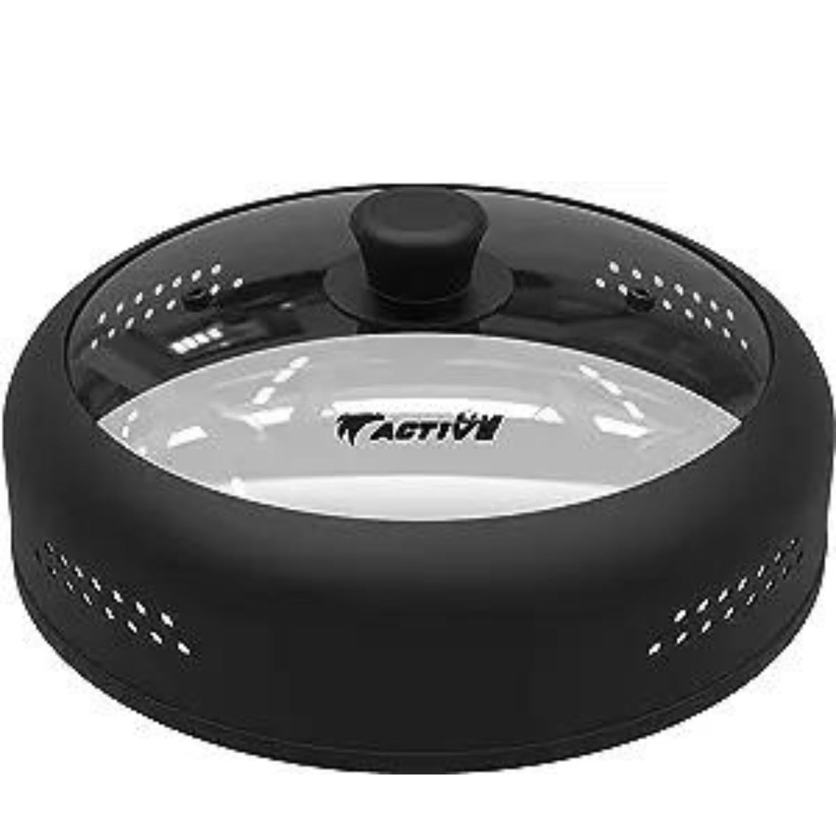 Tapa EZY ACTIVE para microondas con vidrio, evita salpicaduras y mantiene el alimento seco.