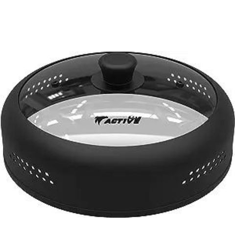 Tapa EZY ACTIVE para microondas con vidrio, evita salpicaduras y mantiene el alimento seco.