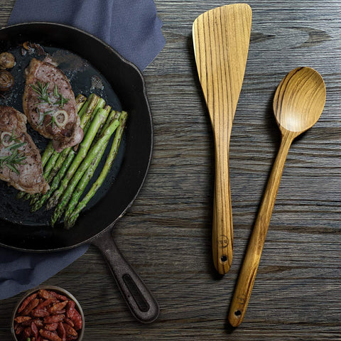 FAAY cuchara plana de teca 12-5 pulgadas ideal para mezclar