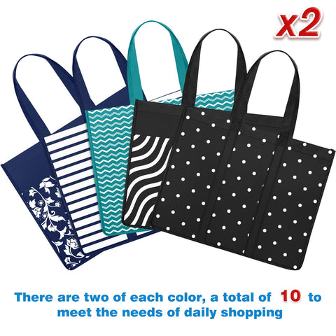 Fab totes uso multiusos para compras, snacks y ropa en salidas.
