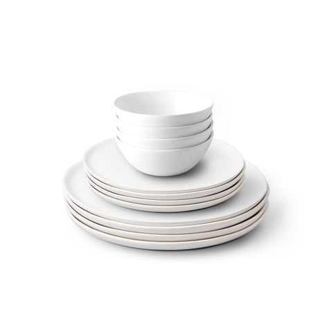 Fable juego de platos de cena blancos moteados para comidas diarias elegantes