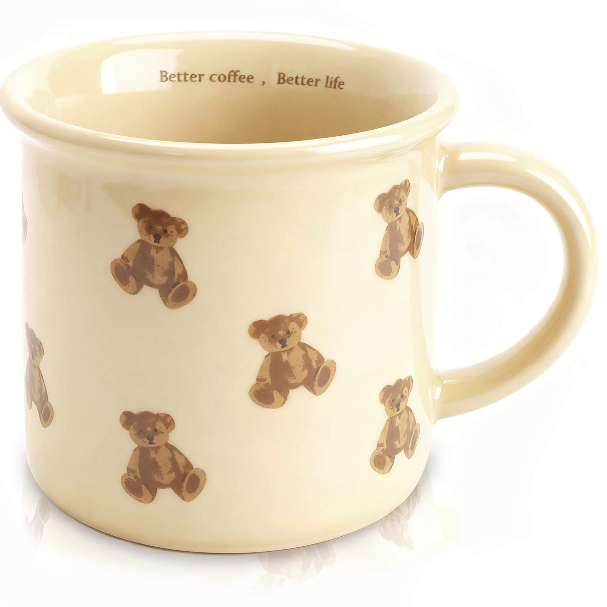 La taza FableKnot con oso de peluche retro ideal para café matutino.