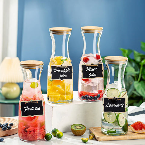 Facilfeliz jarras de cristal, diseño elegante con cuello cónico para verter sin goteo.