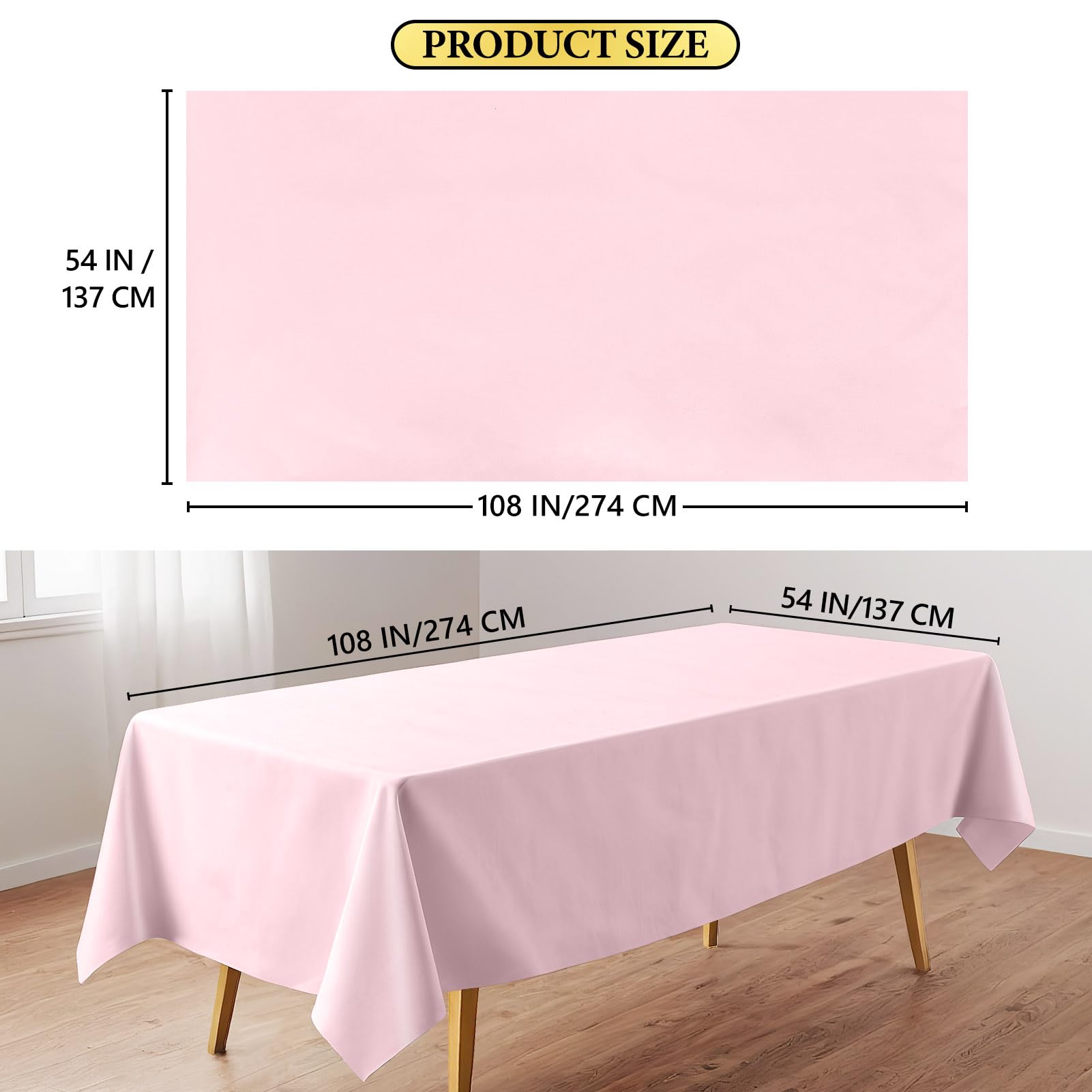 Mantel desechable FAGNBED, rosa claro, ideal para fiestas y arreglos de mesa.
